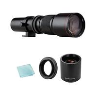 Téléobjectif Zoom 500 Mm F/8.0-32 Objectif Manuel avec Téléconvertisseur 2X 500 Mm et Adaptateur T2-, Support pour Trépied, Kit de Téléobjectif pour la Photographie de Nature, de