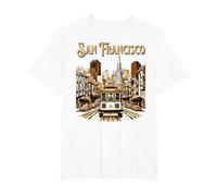 Téléphérique Vintage de San Francisco Old SF Downtown Fog City T-Shirt, Homme Grandes Tailles, Blanc, 6X Tall
