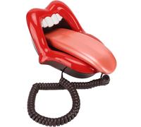 Téléphone à Bouche Rouge,Téléphone Fixe en Forme de Grande Langue,Téléphone Filaire Mignon à Grande Langue Rouge pour Le Bureau et la Maison