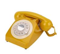 Téléphone à Cadran Rotatif rétro, téléphone Fixe Antique avec téléphone Fixe à Fil Fixe pour hôtel de Bureau à Domicile(Jaune)