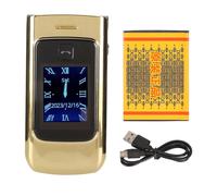 Téléphone à clapet 4G pour seniors, avec gros boutons, son clair, double écran, batterie 4800 mAh, bouton SOS, doré