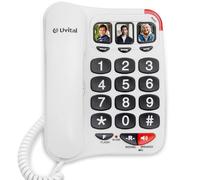 Téléphone à gros boutons avec volume fort, numérotation rapide Uvital ligne fixe pour personnes âgées, prend en charge le volume réglable pour les malentendants, téléphone filaire de grandes polices