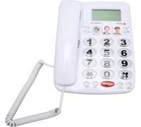 Téléphone À Gros Boutons Pour Les Personnes Âgées, Les Boutons D'Image Du Téléphone Fixe Filaire Pour Les Patients Avec Un Son Clair À Double Port, Stockant 3 Numéros Couramment(Blanc)