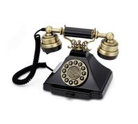 GPO Téléphone vintage Duke – bouton poussoir, cordon en tissu, son de cloche – noir et bronze