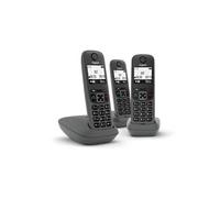 Gigaset - Téléphone analogique sans fil DECT AS490 Trio - Identification de l'appelant - Noir