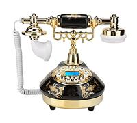 Téléphone Antique Vintage en Céramique, Fleur d'or Noir, pour la Décoration de la Maison, Téléphone de Bureau D'identification de L'appelant