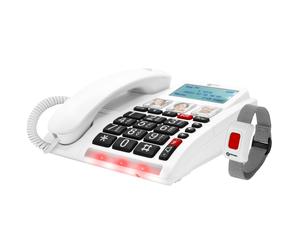 Téléphone appel d'urgence Senior Fonction SOS avec Bracelet SOS Geemarc Blanc