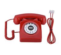Téléphone avec fil, téléphone fixe style occidental style de téléphone antique avec stockage de sons clairs avec haut-parleur avec identification de l'appelant et répondeur téléphonique rétro(Rouge)