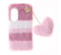 Téléphone Coque pour Tecno Pova Curve 5G Coque de Protection Fluffy Fur Plush Housse TPU Bumper Etui Antichoc Souple Warm Love Cover Fluffy Skin Phone Case pour Tecno Pova Curve 5G,Collage Rose
