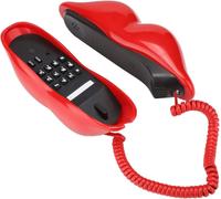 Téléphone De Bureau Multifonctionnel En Forme De Lèvre Mignonne, Ligne Fixe Sans Fil De Décoration Intérieure En Rouge, Design De Nouveauté Rétro Pour La Communication Et