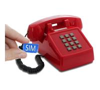 Téléphone de Bureau Opis PushMeFon Mobile 4G - Rétro avec Sonnette Métallique Rouge