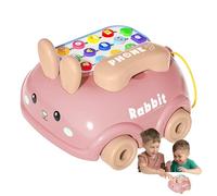 Téléphone de jouet musical pour , Téléphone de prétendent Play, Pull Car avec roues - Fun de narration, style lapin, jeu de musique de dessin animé, jouets d'activité musicale pour l'éducatio