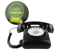 Téléphone de livre d'or audio haut de gamme avec signe de mariage LED gratuit | Livre d'or audio de style vintage et rétro | Téléphone à cadran avec enregistrement audio des messages vocaux (noir)