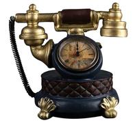 Téléphone Décoratif Rétro, Horloge de Bureau Style Européen Vintage | Ornement Compact pour Cheminée ou Salon, Accessoire Photographique, Convient aux Collectionneurs et Employés de Bureau