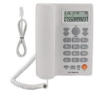 Téléphone d'hôtel, téléphone d'identification de l'appelant Appel mains libres Bureau à domicile Téléphone fixe d'hôtel Anglais avec couverture de téléphone et fil de connexion pour hô(blanche)
