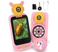 Telephone Enfant avec Microscope 100X et 32G Carte pour Filles 3-8 Ans