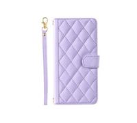 Téléphone Etui Pour FOXDOCK VIVO Y100 5G Sangle A Main Magnétique Treillis Titulaire De Fentes Pour Cartes Portefeuille Flip Folio Violet