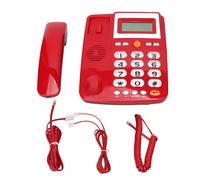 TéLéPhone Filaire à Gros Boutons Hd, Appel Mains Libres, RéGlage De La Luminosité De L'éCran Lcd, NuméRotation à Un Seul Bouton, TéLéPhone Fixe Filaire Rouge