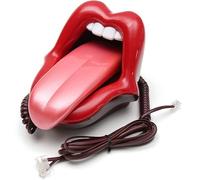 Téléphone filaire à lèvres rouges - Téléphone fixe - Téléphone à bouche forte - Amusant - Pour bureau, table - Téléphone fixe - Maison - Cadeau