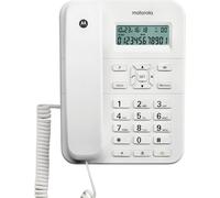 Téléphone Filaire CT202,10 Touches Mémoire,Haut-Parleur Mains Libres,Musique d'Attente,Identification de l'Appelant,Recomposition du Dernier Numéro-Blanc.[U100]