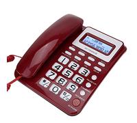Téléphone filaire de bureau, affichage de l'identification de l'appelant, téléphone fixe fixe, téléphone filaire avec enregistreur vocal haut-parleur, calculatrice de support téléphonique fixe (rouge)