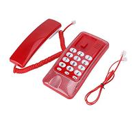 Téléphone Filaire Fixe Écran sans Affichage, Téléphone Mural pour Intérieur Bureau, Maison, Appartement ou Salon avec Fonctionnalités Flash/Secret/Rappel du Dernier Numéro (Rouge)