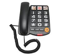 Téléphone Filaire Mains Libres avec Mémoire Photo, Téléphones Fixes pour la Maison, Téléphone Filaire pour Personnes âgées, Numérotation à Une Touche avec Haut-Parleur pour (Noir)