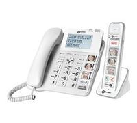 Téléphone Filaire Senior avec Combiné Sans Fil Touches Photo Répondeur Geemarc Blanc Blanc G