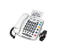 Téléphone filaire Senior Touches Larges et Mémoire Photo Bracelet SOS Geemarc Blanc