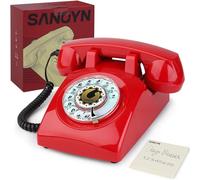 Téléphone filaire style classique des années 1960 avec cadran rotatif rétro vintage