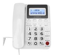 Téléphone filaire, téléphone filaire avec enregistreur vocal haut-parleur et affichage de l'ID de l'appelant, calculatrice, gros boutons, mode silencieux, double interface, rouge / noir / blanc(blanc)