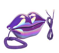 Téléphone fixe à la maison, ligne fixe créative pour bureau en forme de lèvres violettes, téléphones filaires de style européen plaqués, nouveau téléphone portable avec stockage de numéro pour le bure