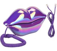 Téléphone Fixe À La Maison, Ligne Fixe Créative Pour Bureau En Forme De Lèvres Violettes, Téléphones Filaires De Style Européen Plaqués,Nouveau Téléphone Portable Avec Stockage De Numéro Pour Le Bur
