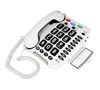 Geemarc Telecom – Téléphone senior fixe mural amplifié 30 dB, forte sonnerie, grand clavier, blanc