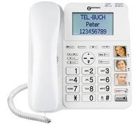 Téléphone Fixe Amplifié Touches Photos et Bouton SOS Répondeur Intégré Geemarc Blanc Blanc G