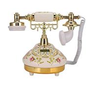 Téléphone Fixe Antique Filaire de Style européen pour Les Maisons, téléphone en céramique Rose Multifonctionnel rétro Vintage avec Base Ronde pour la décoration, Identification de l'appelant