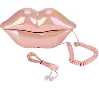 Téléphone Fixe De Bureau De Téléphone Filaire De Forme De Lèvres De Bouche De Téléphone Pour L'Hôtel À La Maison(Rose Coloré)