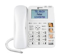 Téléphone Fixe Amplifié Touches Photos et Bouton SOS Répondeur Intégré Geemarc Blanc