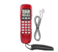 Téléphone Fixe, Mini Téléphone Mural Bureau à Domicile Hôtel ID de L'appelant Entrant Écran LCD Téléphone Fixe DTMF/FSK Double Identification de L'appelant Téléphone Filaire de Bureau (Rouge)