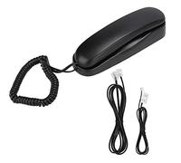 Téléphone Fixe Mural, ASHATA Pas d'appelant Anglais Téléphone Suspendu avec Fil pour téléphone Portable Anglais Filaire, Mini-Mural Fixe Téléphone de Bureau Filaire Noir