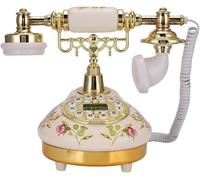 Téléphone Fixe Rétro, Base Ronde Vintage Classique En Céramique Européenne Rose Rétro Téléphone Pour La Détection Automatique, Identification De L'Appelant Téléphone À L'Ancienne Pour Les Salons,Les