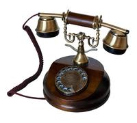 Téléphone fixe rétro - LEVYS - Modèle 1921 Cable - Bois véritable et laiton - Cadran rotatif mécanique