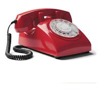 Téléphone fixe rétro - SUTEO - Cadran rotatif - Rouge - 23x21x13 cm - Compatible box - Radiation zéro