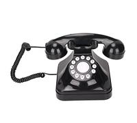 Téléphone Fixe Rétro, Téléphone de Bureau Filaire Classique, Téléphone À Bouton Cadran Vintage À L'Ancienne, Grand Clavier Numérique, Multifonction À Faible Bruit pour Le Bureau À Domicile (Noir)