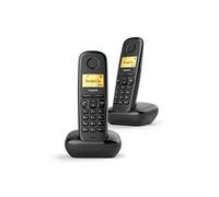 Téléphone fixe sans fil A170 Duo Black, Agenda 50 numéros - 10 tons