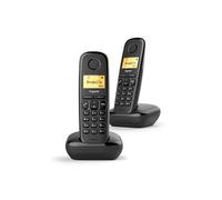 Gigaset Téléphone fixe sans fil A170 Duo – Agenda 50 numéros – 10 tons – Noir