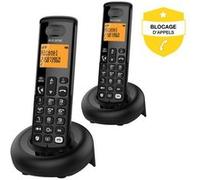 ALCATEL E260 S. Voice Duo - Téléphone Fixe sans Fil DECT avec Répondeur - Design Compact - Grand Écran Rétroéclairé - Mains Libres - Fonction Blocage des Appels Indésirables - 2 Combinés - Noir