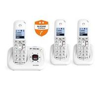 Alcatel Téléphone sans fil XL785 Voice Trio – DECT, répondeur, grand écran, grandes touches – Blanc