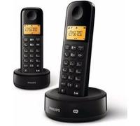Philips Téléphone fixe sans fil D1652B – Double combiné – Noir – Autonomie 10 h