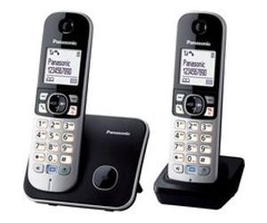 Téléphone Fixe sans fil Panasonic KX-TG6812 Dect Duo Noir Noir G
